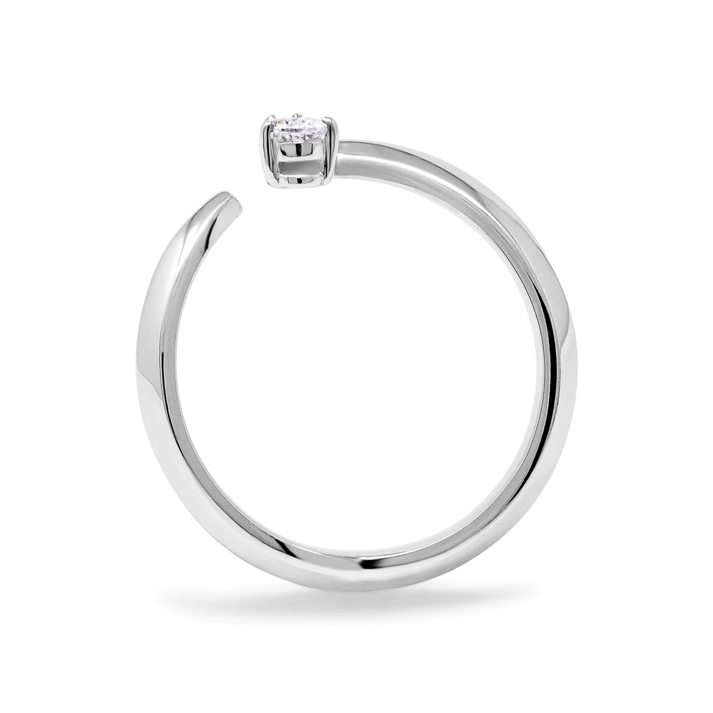 Tear Drop Ring in Rhodium-Plated Silver and Topaz
